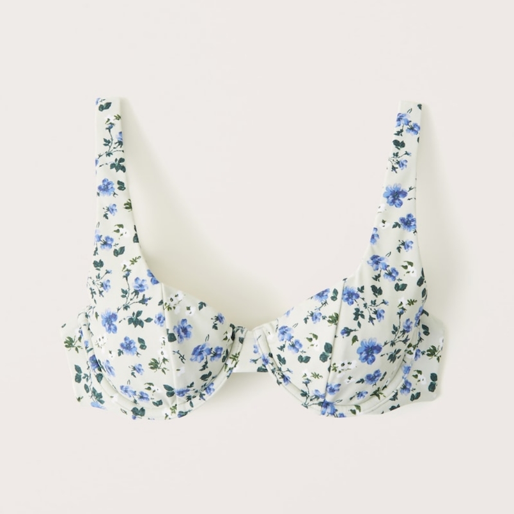 NWT Abercrombie and Finch Bikini Top Floral Mint XL
